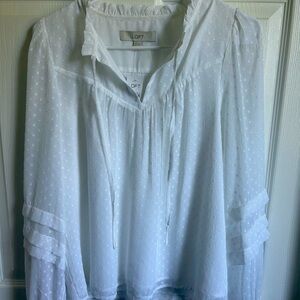 Loft white swiss dot top